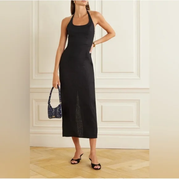 Reformation | Dresses | Reformation Black Linen Yana Halter Neck Midi Dress | Poshmark Reformation | Dresses | Reformation Black Linen Yana Halter Neck Midi Dress | Poshmark